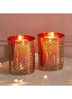 Buy Dexi 2-Piece Glass Candle Holder Set 10 x 12.5 x 10 cm in UAE