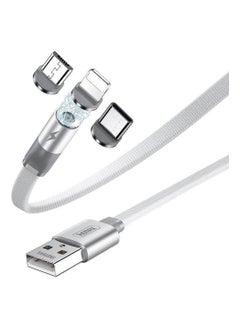 Buy Charging Cable-Feiqi Series 2.1A Three-In-One Magnetic Braided Cable Rc-169Th-White in Egypt