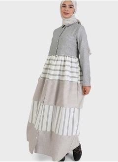 Buy Striped Button Detail Dress in UAE