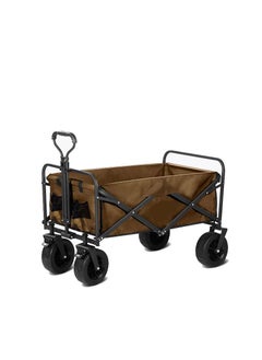 Buy Outdoor Utility Wagon Foldable for Camping Heavy Duty Folding Cart Wagon with 8'' Widened All-Terrain Wheels Utility Grocery Wagon Picnic Trailer with Push Handle and Brakes (Large 150L，Brown) in UAE