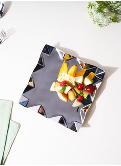 Buy ARTTDINOX Designer Stainless Steel Square Platter | Zig Zag Serving Tray for Food and Dessert| by Jindal in UAE