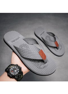 اشتري New Mens Rubber Sole Flip-Flops Summer Beach SlidesDark gray Dark gray في السعودية