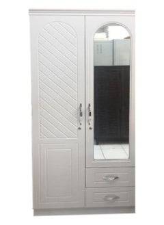 Buy 2 Door Wooden Wardrobe,Cabinet,Cupboard Of Engineered Wood With Two Drawer & Mirror Perfect Modern Stylish Heavy Duty (white) in UAE