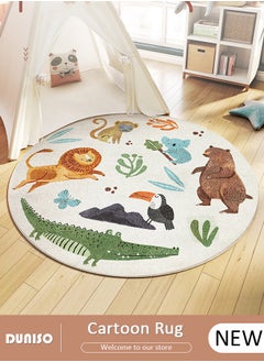 اشتري Cartoon Round Kids Rug Animals Kids Carpet Soft Round Bedroom Rug Non Slip Kids Living Room Rug Playroom Rug for Boys Girls 60cm Diameter في الامارات