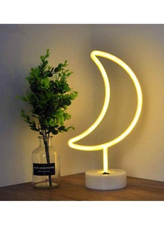 Buy Led Neon Sign Art Decorative Lights Table Decoration Neon Lamp with Base,Moon Neon Night Light for Luau Summer Party Children Kids Gifts Wall Art Bedroom Home Accessories Holiday Decor Office(Moon) in UAE