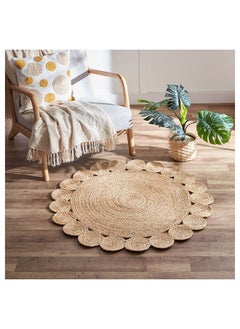 Buy Natura Tapis Round Hand Braided Jute Rug 90 x 90 cm in UAE