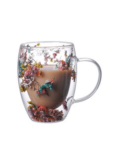 Buy Roses Double Wall Glass Coffee and Tea Mug with Handle 300ml Random Roses Design in Egypt