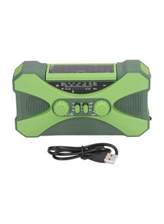 Buy Hand Crank Radio Portable Self Powered Solar Weather Radio with LED Flashlight for Outdoor Emergency Green in Saudi Arabia
