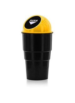 Buy Plastic Trash Basket For Car with Swivel Lid Bin - Black Yellow in Egypt