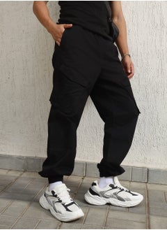 اشتري Men Relaxed Straight Leg Loose Fit Cargo Joggers Trousers في الامارات