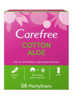Buy Carefree Daily Pads with Cotton Extract and Aloe Vera, medium size, 56 pads in Saudi Arabia