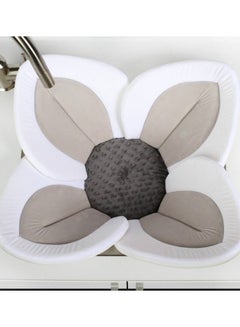 اشتري Baby Bath Mat Soft and Comfortable Shape Plush Bath Seat Cushion Tub Holder for Newborn Grey في السعودية