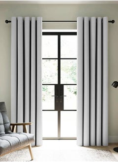 Buy Amali Blackout curtains 2 Panels for living room Decor or bedroom window, noise reduction and light blocking with 20 Grommets in 2 panels long 274cm and 127cm in width Grey Curtains (Grey) in UAE