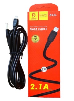 Buy Fast charging data cable USB to lighting compatible with iPhone and iPad devices in Black colour 2 M in UAE