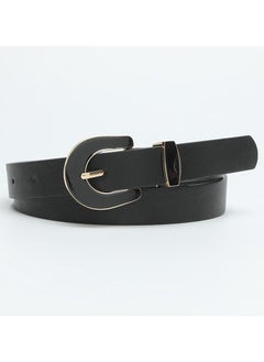 Buy Belt New Design Alloy with Resin Pin Buckle PU Leather Belt Elegant Solid Color Women's Decoration Belt in Saudi Arabia