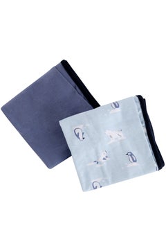 اشتري Pack of 2 Premium Gender Neutral Baby Nursery Blankets For Newborn Boys And Girls - Blue في الامارات