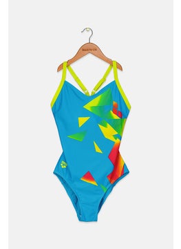 اشتري Women Abstract Print One Piece Swimsuit, Turquoise Combo في السعودية