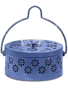 Buy Portable Mosquito Coil Holder Blue Retro Plum Blossom Mosquito Incense Tray Box Sandalwood Holder with ​Handle Metal Incense Burner Holder for Home Camping Outdoor in UAE