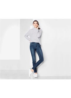 Buy Women Slim Fit Washed Stretchable Jeans, Blue in UAE