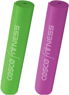 Buy Pack Of Two Premium Yoga Exercise Mats With Smart Carry Bags In Green And Violet Colours in UAE