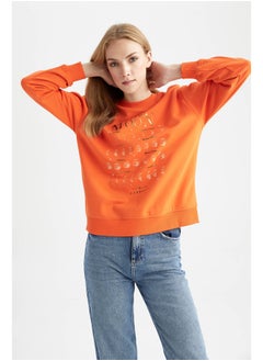 Buy Woman Relax Fit Crew Neck Long Sleeve Knitted Sweat Shirt in Egypt