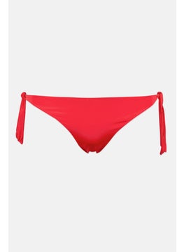 Buy Women Silk Side Tie Bikini Bottom, Red in Saudi Arabia