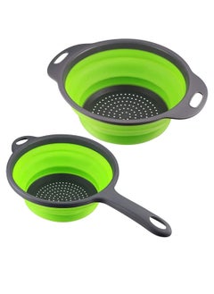 اشتري Collapsible Colander Silicone Strainer Folding Heat Resistant Collander Set Kitchen Small Veggie Wash Fruit Vegetable with Handles Pasta 2 Pack في السعودية