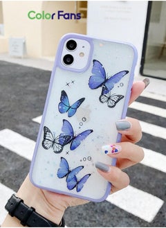 Buy Butterfly Pattern Protective Case for iPhone 11 Fall Resistant Suitable for Women Purple in Saudi Arabia