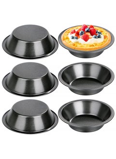 Buy SYOSI Round Mini Tart Tins Pie Dishes Quiche Pie Tart Tins Non-Stick Coating Quiche Baking Moulds Set of 6 (12.7x8x3cm) in UAE