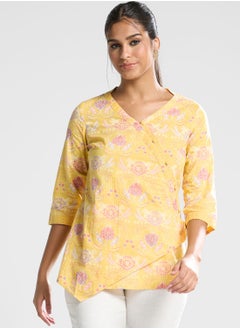 Buy V-Neck Floral Printed Kurti in UAE