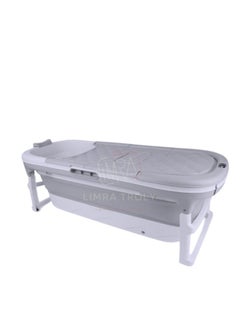 Buy Jumbo Portable Bathtub With Thermometer And Sponge Pillow Grey in Saudi Arabia