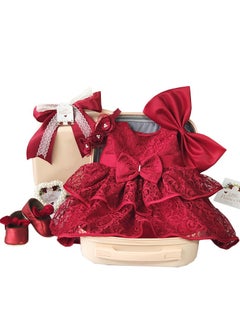 Buy Baby Red Dress Dress, Girl Baby Lace Rose Gift in Saudi Arabia