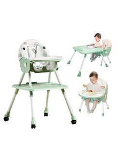Buy Baby Highchair with Wheels Adjustable Height Feeding Chair with Tray Toddler Booster Seat for Kids Dining Chair with Seat Belt in UAE