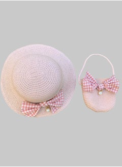 اشتري The Girl Cap Straw Hat & Shoulder Bag Set Summer Hat for Kids Outdoor Party Dress Up Set - Girls Wide Brim Set of 2 Pcs في الامارات