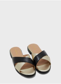 Buy Stitch Detail Cross Over Flat Sandal in Saudi Arabia