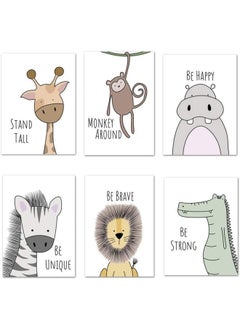 Buy 6 Pack Pictures Animals Nursery Baby Room Decoration Picture Boy Girl Poster Forest Animals Safari Africa Animals Poster Decoration No Frame Giraffes Monkey Hippos Zebras Lions Crocodile in UAE