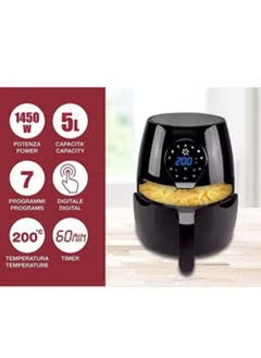 Buy Hot Air Fryer Oil Free 5L Touchpad 7 Preset Programmes Dimmable to 200°C Timer 60 Minutes Auto Shut-Off Black in UAE