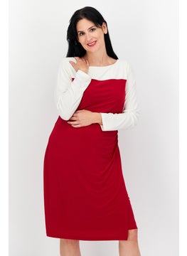 اشتري Women Two Tone Midi Dress, Red/White في الامارات