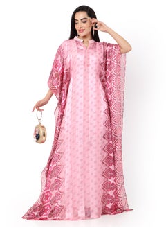 اشتري SHINY DIGITAL PRINTED LONG ELEGANT ARABIC KAFTAN JALABIYA DRESS في السعودية