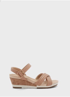 Buy Ankle Strap Mid Heel Wedge Sandals in UAE