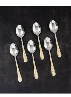 Buy Stainless steel dinner spoon multicolour style 6 pieces in Saudi Arabia