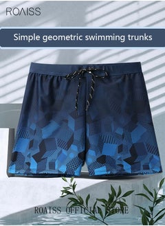 Buy Men's Swimming Trunks Beachwear Quick Dry Gym Wear Beach Pants Fitness Loose Shorts Fitness Workout Short Sports Running Boxer Swim Shorts Swimsuit Summer Black/Blue in UAE