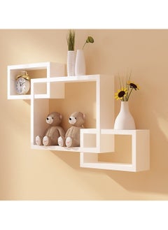 Buy Gad Woods Decor Nesting Wood Squares 3 Pieces Floating Hanging Box White MDF Wood 70x40cm in Egypt