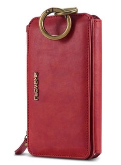 Buy iPhone 6 / iPhone 7 / iPhone 8 2in1 Multi-functional Luxury Leather Wallet Case with 14 Card Slots + 1 Zipper Coin Pouch (Phone 6/7/8 4.7 inch) Red in UAE