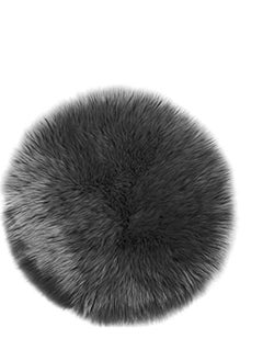 اشتري Faux Sheepskin, Lambskin Fur Rug | Fluffy Rug for the Bedroom, Living Room or Nursery | Furry Carpet or Throw for Chairs, Stools and Couches | Dark Grey - 30 cm - Round في السعودية