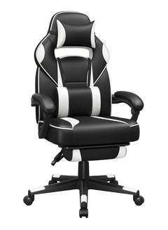 اشتري Songmics Black and White OBG73BW Advanced Gaming Chairs for Playstation, Office, Gaming Station, Home, Study Room في الامارات