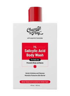 اشتري Chemist at Play 1% Salicylic Acid Body Wash Helps Prevent Back & Body Acne Smoothens Bumpy Texture | For Sweaty Oily Normal And Dry Skin | Paraben And SLS Free Suitable For Men And Women (7.9 Ounce) في الامارات