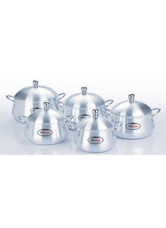 Buy Ultimax Metal Finish Belly Pots 5 Pcs Cookware Set 1x5 With Durable Handles And Heavy Lids, Dishwasher & Ovensafe, Even Heat Distribution, Durable & Elegant Design, Suitable on Most Stoves, 16-24 cm in UAE