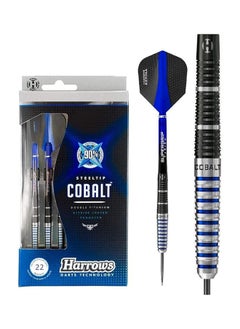 اشتري Harrows Cobalt Black -Blue 90% Tungsten Steel Tip Darts, 3 Supergrip Fusion Shafts, 3 Retina Flights (22g) في الامارات