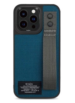 اشتري iPhone 14 Pro Case Military Collection Straps Back Cover with Hand Grip Strap Holder Blue في الامارات